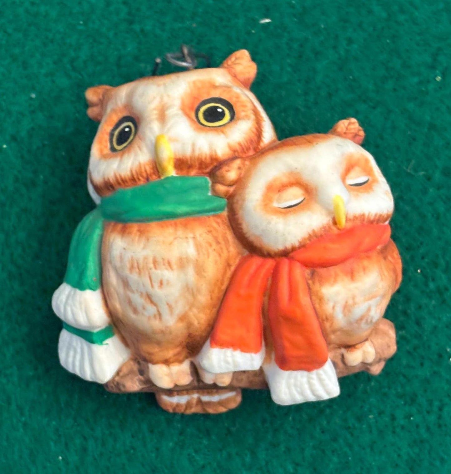 Vintage Santa Claus with Owl Hanging Ornament Figurine Christmas Ornaments Old St. Nicholas St. Nick Vintage Art Dangling Legs
