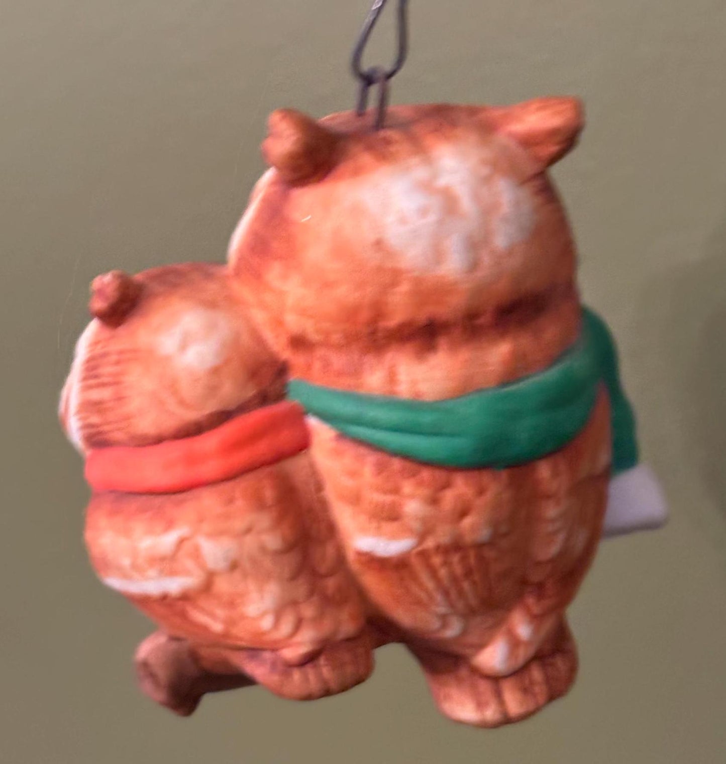Vintage Santa Claus with Owl Hanging Ornament Figurine Christmas Ornaments Old St. Nicholas St. Nick Vintage Art Dangling Legs