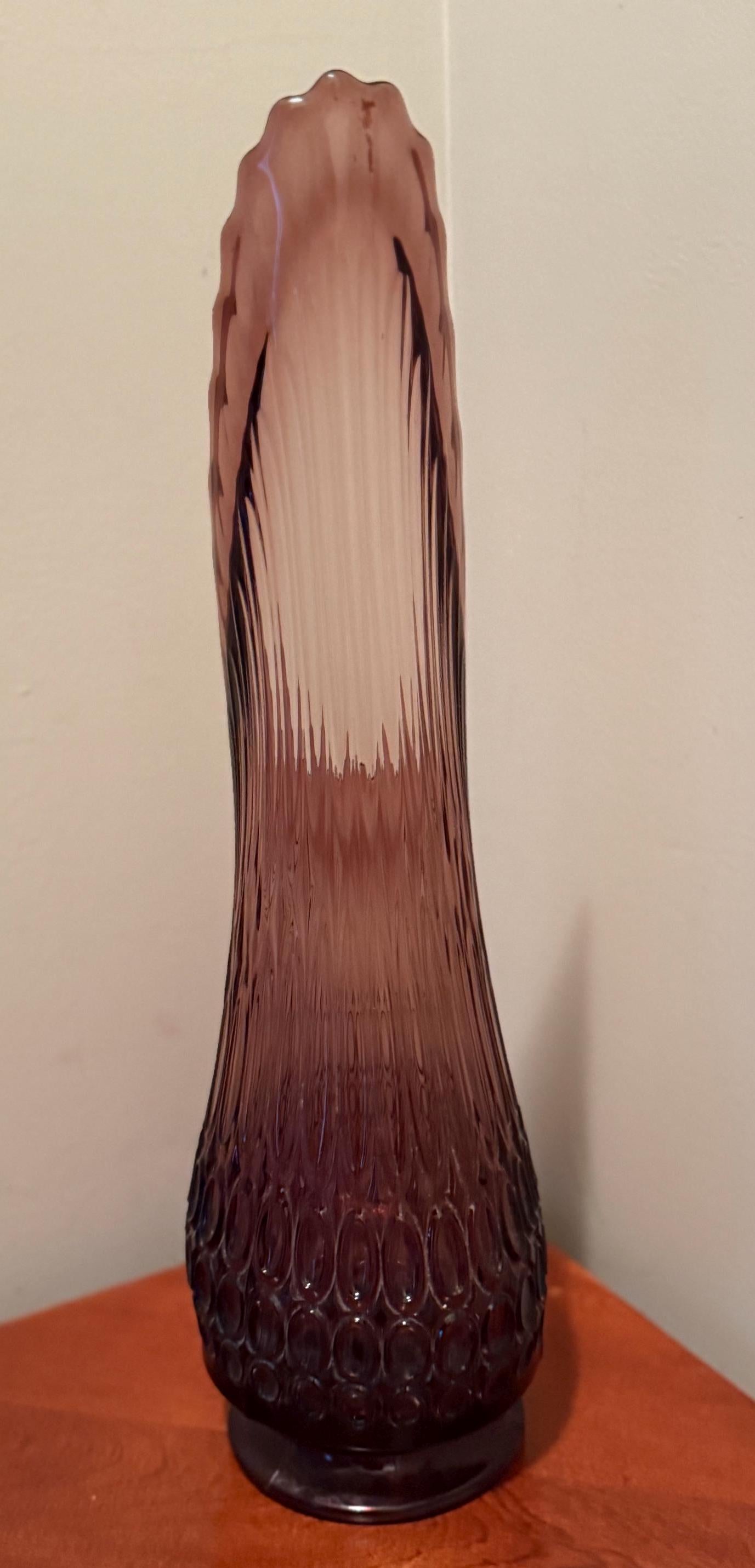 Vintage LE Smith Amethyst Thousand Eye Swung Vase with BIG Mouth Lover Antiques and Vintage