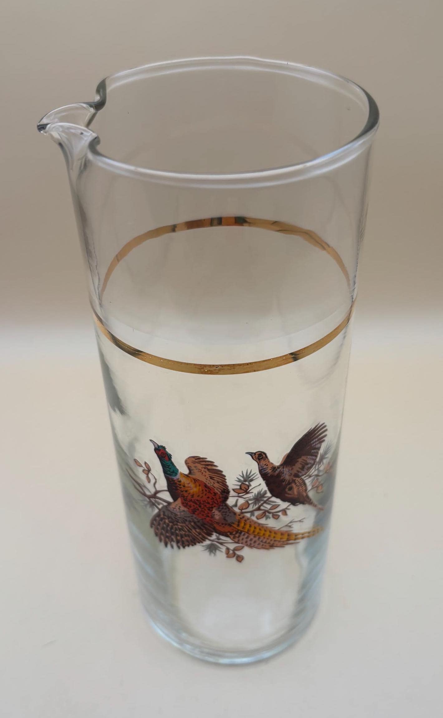 Vintage Princess House Pheasant Martini Glass Pitcher Drink Mixer Tall Pitcher Lover Antiques and Vintage