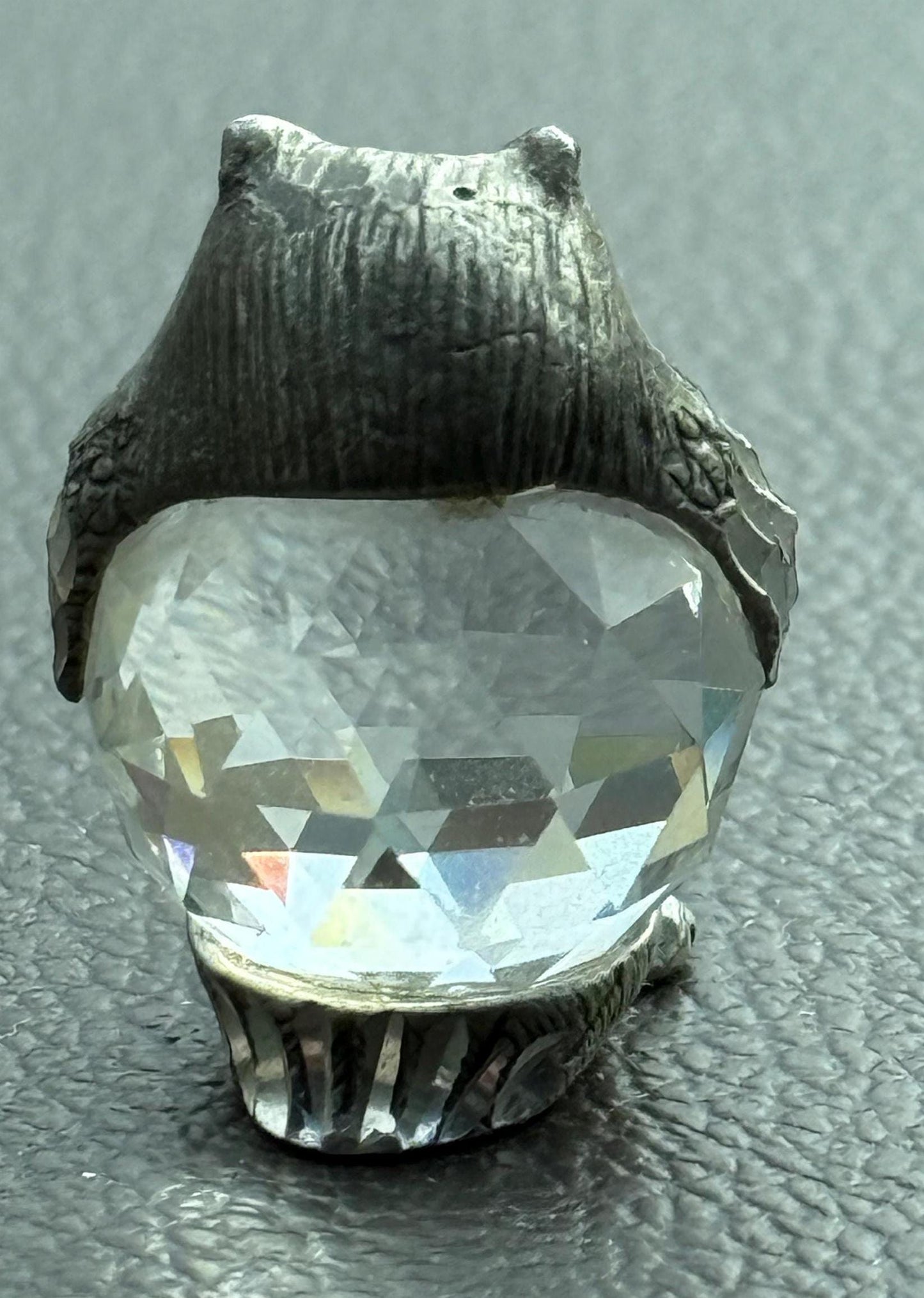 Vintage Crystal and Pewter Barn Owl Figurine Lover Antiques and Vintage