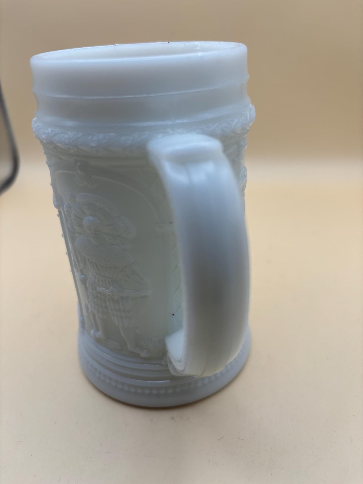 Vintage White Milk Glass Mug Number 1 on Bottom Lover Antiques and Vintage