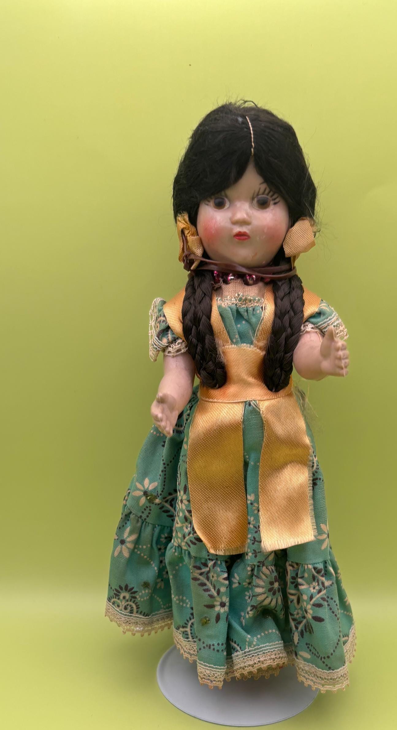 Vintage Pocahontas Folk Art Artist Made Moss Fiber Woman Doll Lover Antiques and Vintage