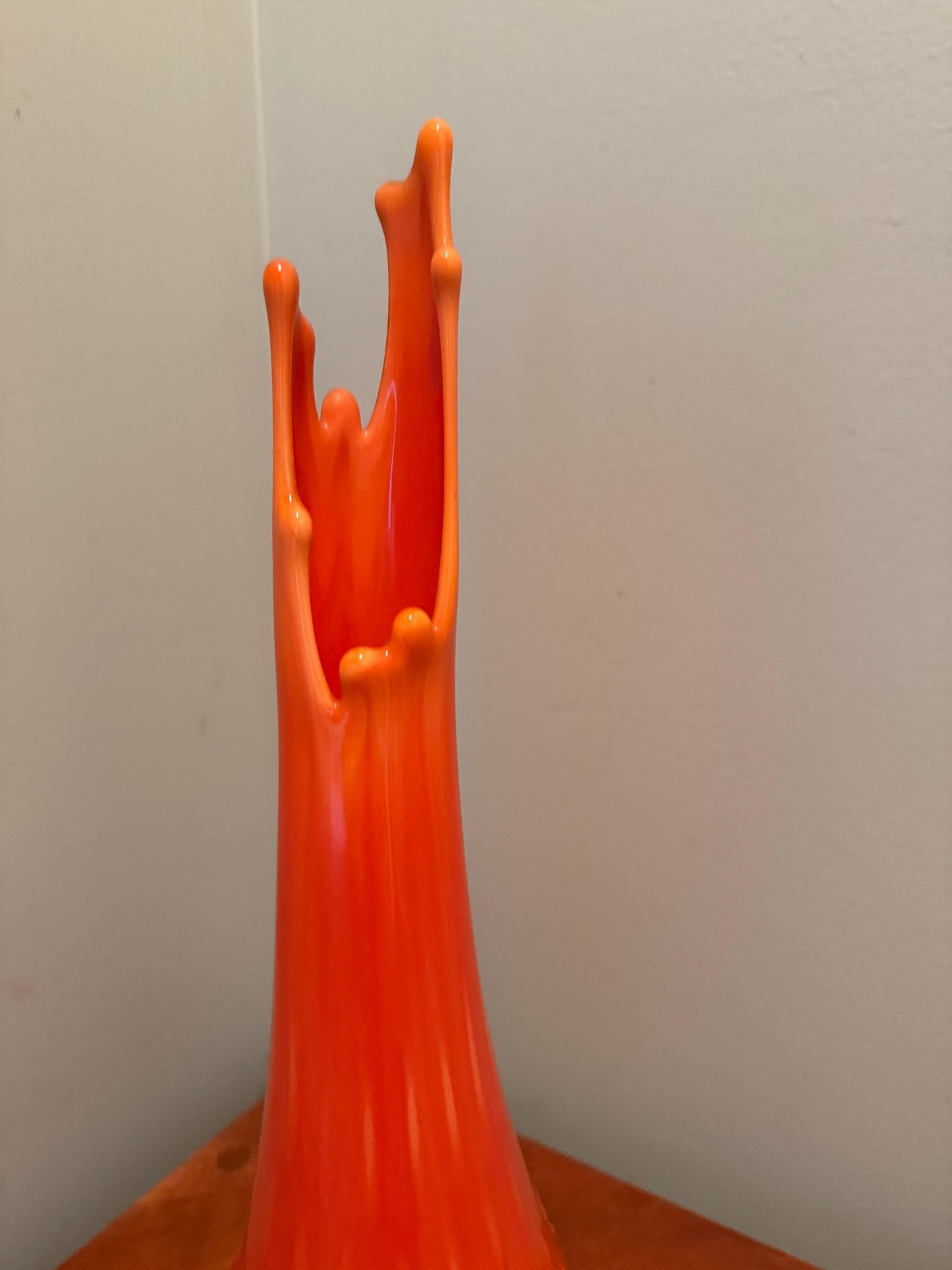 Vintage LE Smith Bittersweet Three Toe Swung Vase Orange Yellow Slag Glass Footed Ruffle Drippy Vase Lover Antiques and Vintage