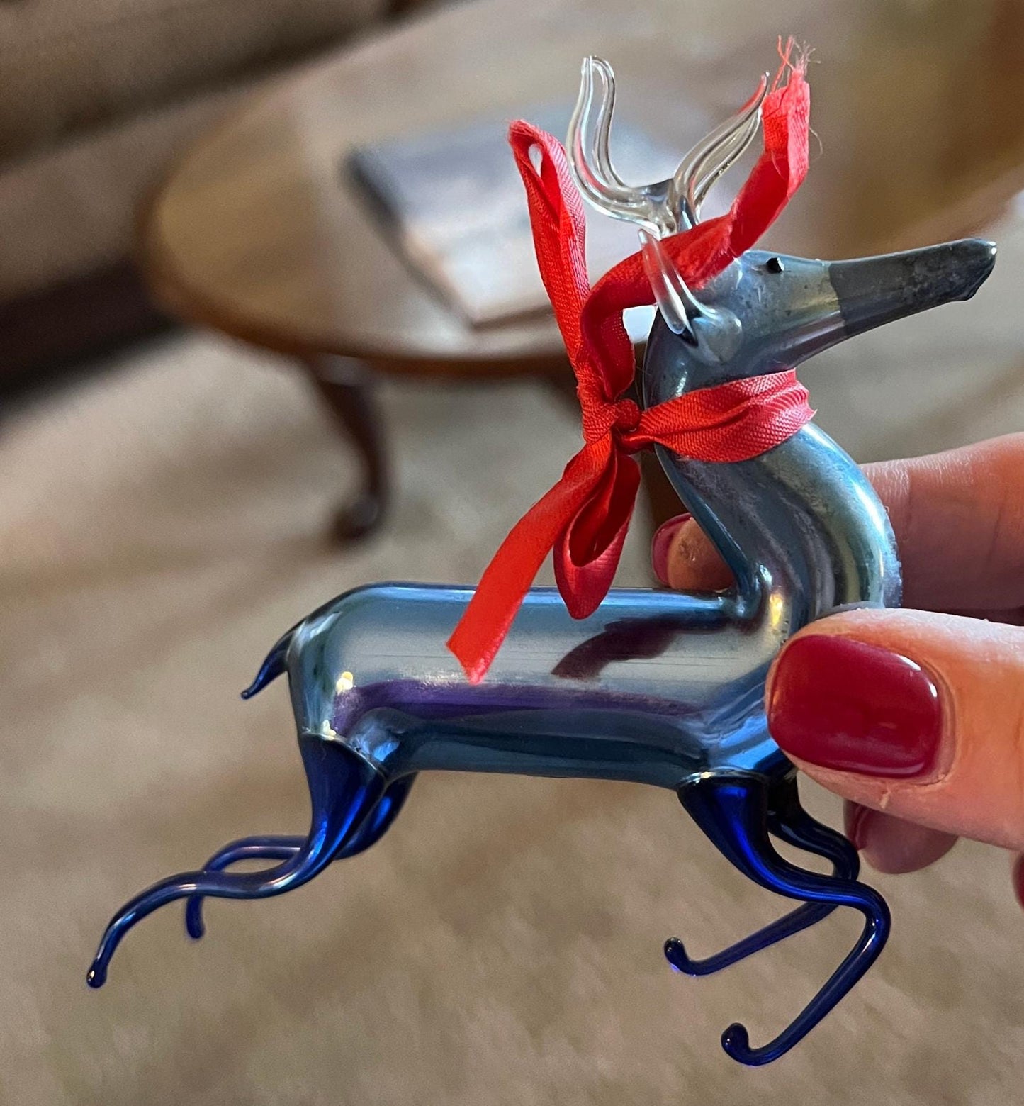 Vintage Purple/Blue Reindeer Hand Blown Glass Ornament Made in Germany Collectible Ornaments Rudolph the Red Nosed Reindeer Lover Antiques