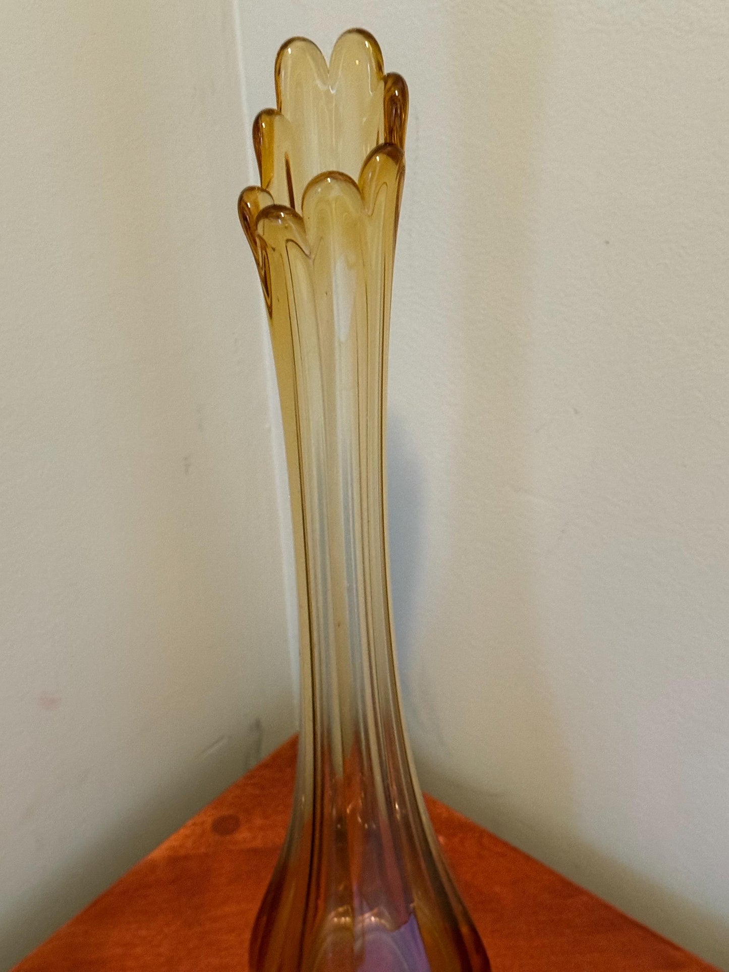 Vintage LE Smith 8 Panel Amber Swung Vase Lover Antiques and Vintage