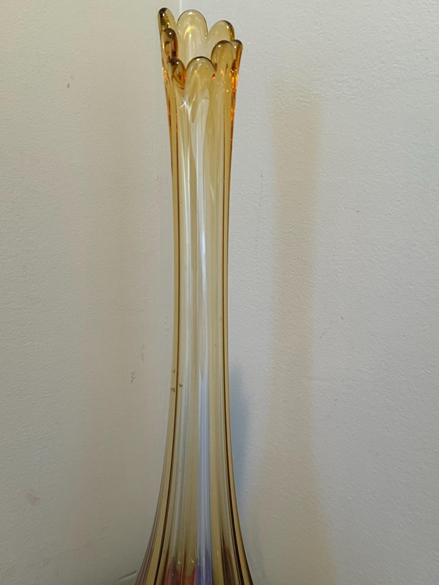 Vintage LE Smith Avocado Green Pedestal Smoothie Swung Vase Lover Antiques and Vintage
