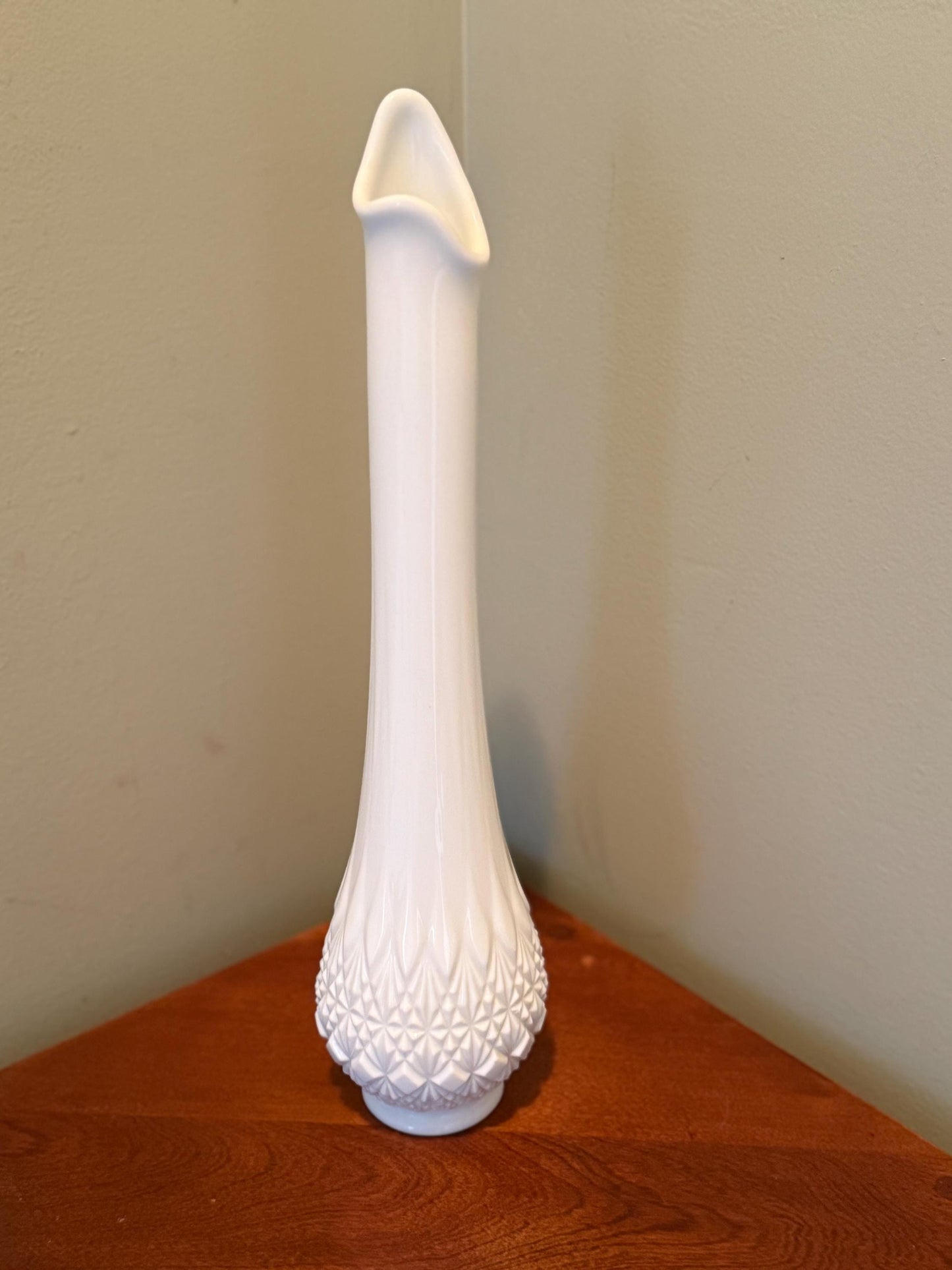 Vintage Fenton Milk Glass White Swung Vase Olde Virginia Glass OVG Glass Art Lover Antiques and Vintage