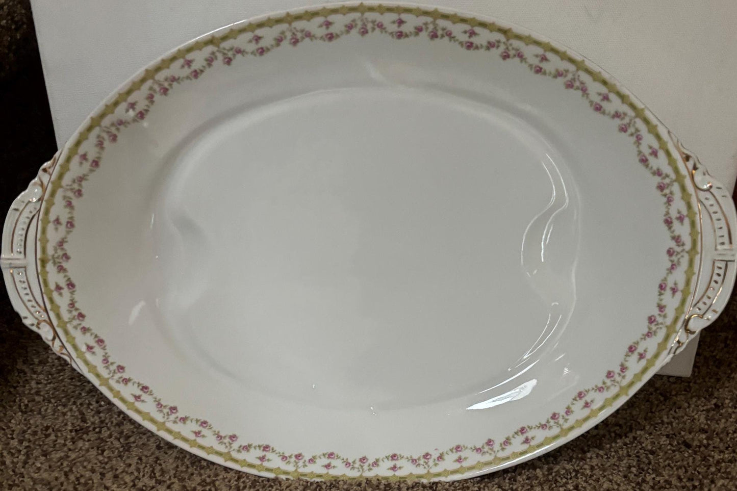 Vintage Large Austrian Floral Platter Plate with Pink Flowers Floral Design Austria Lover Antiques and Vintage