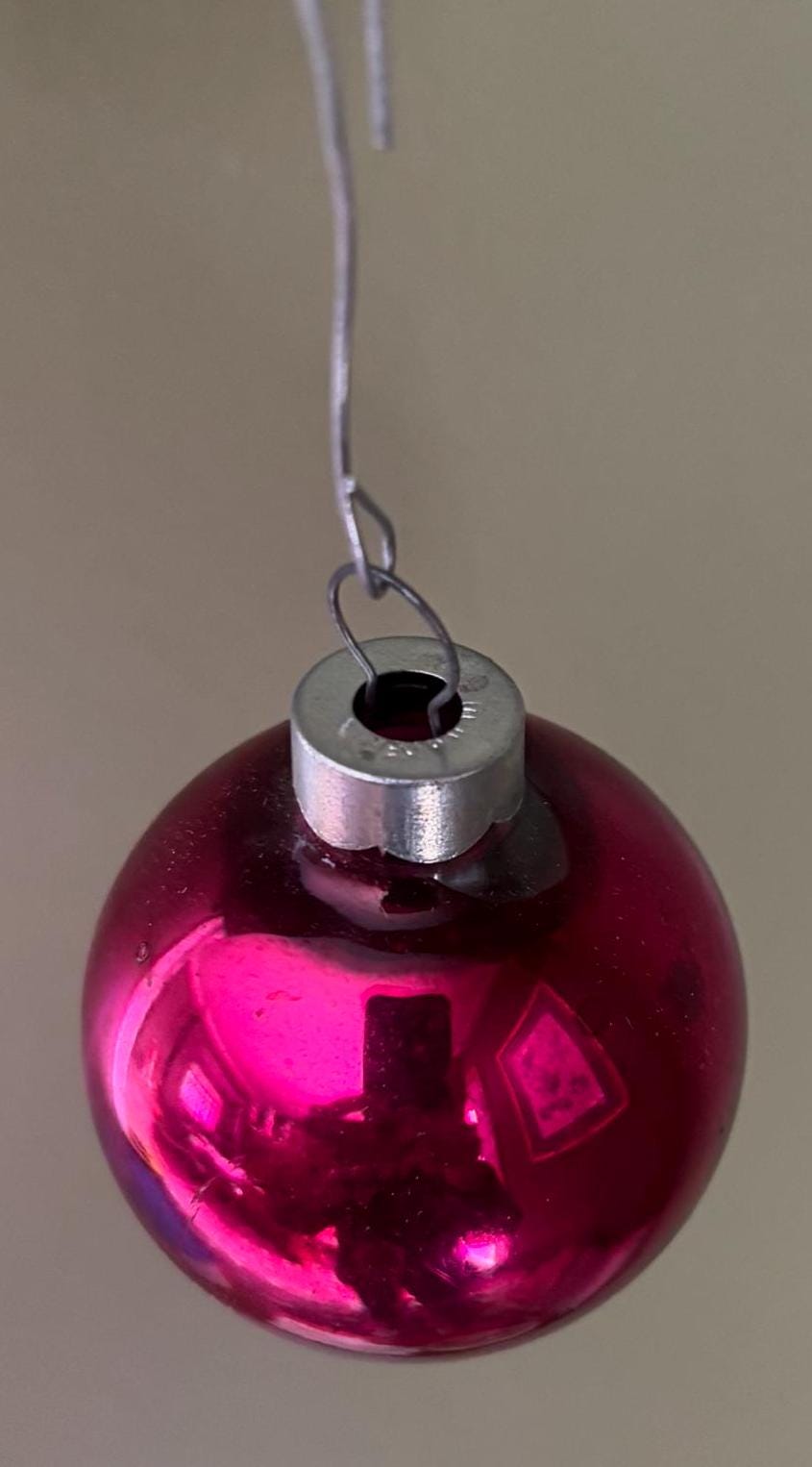 Vintage Pink Shiny Brite Striped Ball Ornament Circle Circa 1940’s Lover Antiques and Vintage