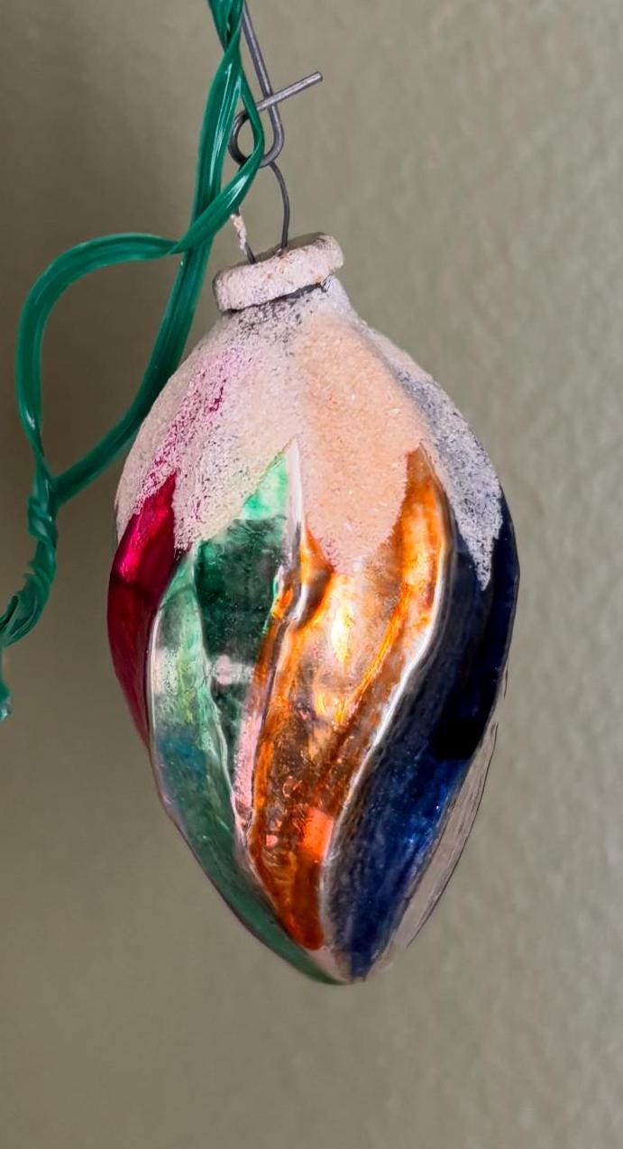 Vintage Tear Drop Germany Hand Blown Ornament Circle Circa 1940’s Lover Antiques and Vintage