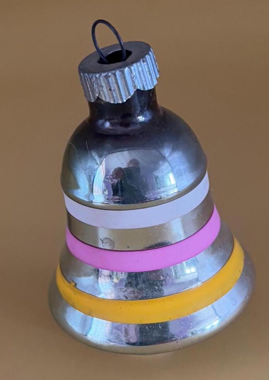 Vintage Shiny Brite Striped Bell Ornament Circle Circa 1940’s Lover Antiques and Vintage