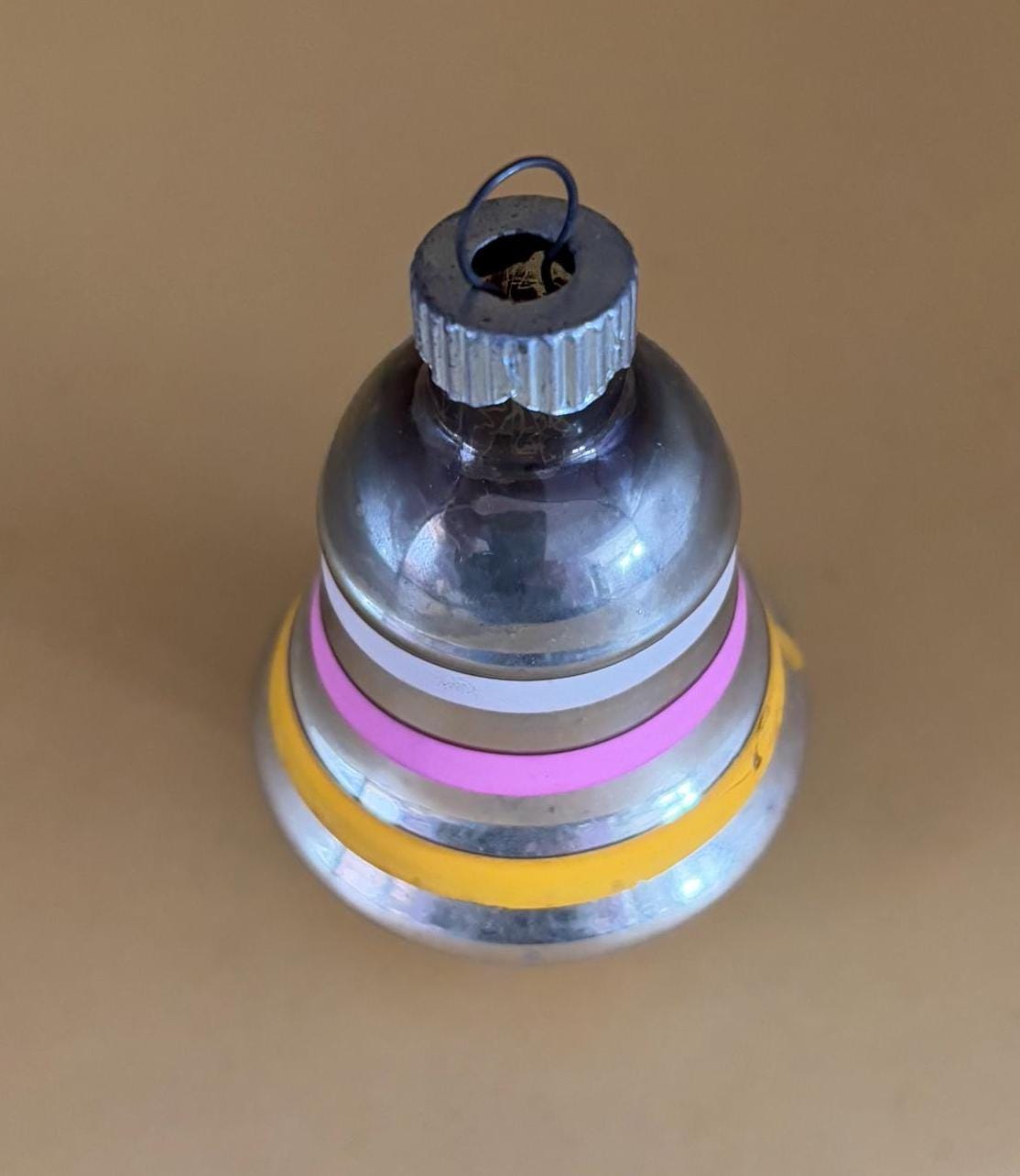 Vintage Shiny Brite Striped Bell Ornament Circle Circa 1940’s Lover Antiques and Vintage