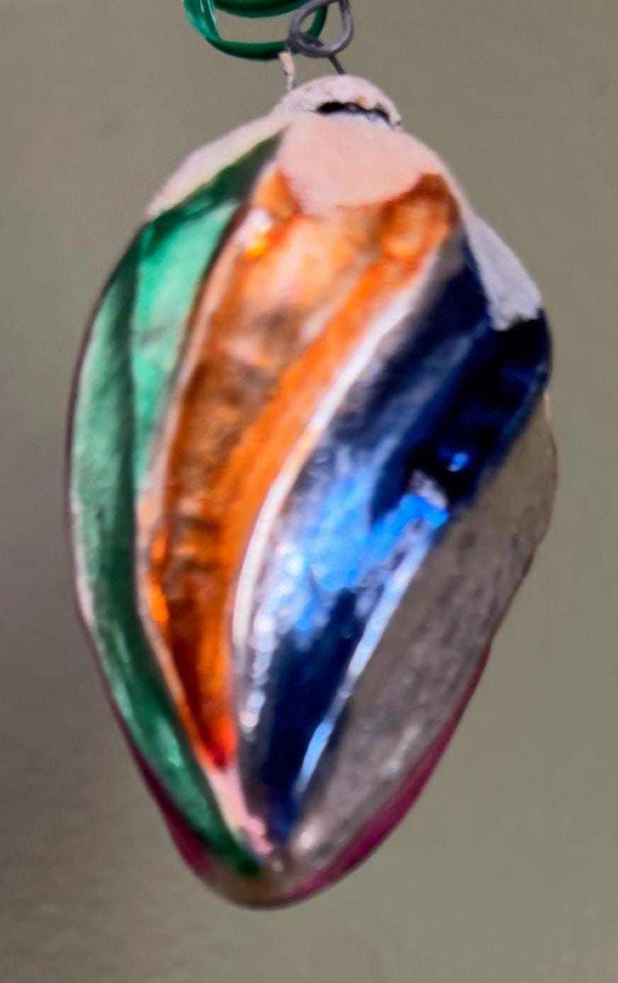 Vintage Tear Drop Germany Hand Blown Ornament Circle Circa 1940’s Lover Antiques and Vintage