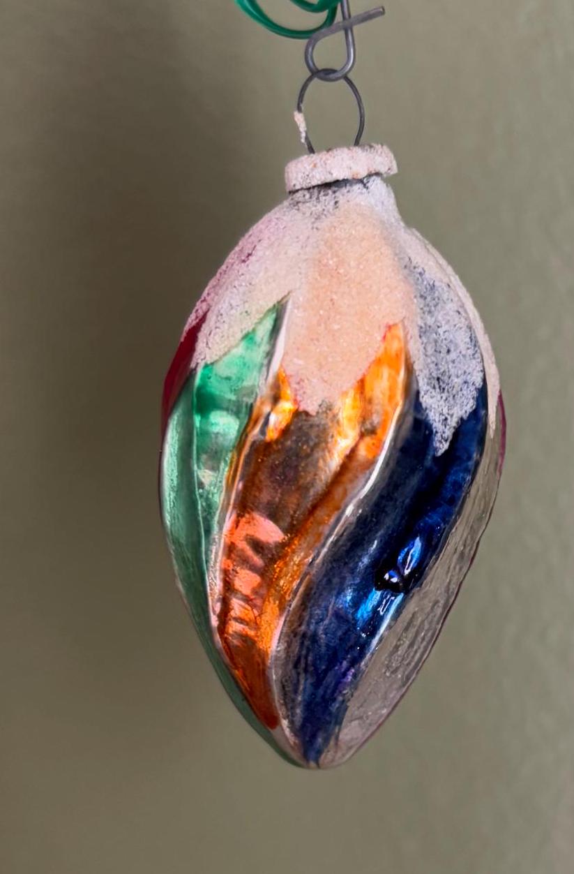 Vintage Tear Drop Germany Hand Blown Ornament Circle Circa 1940’s Lover Antiques and Vintage