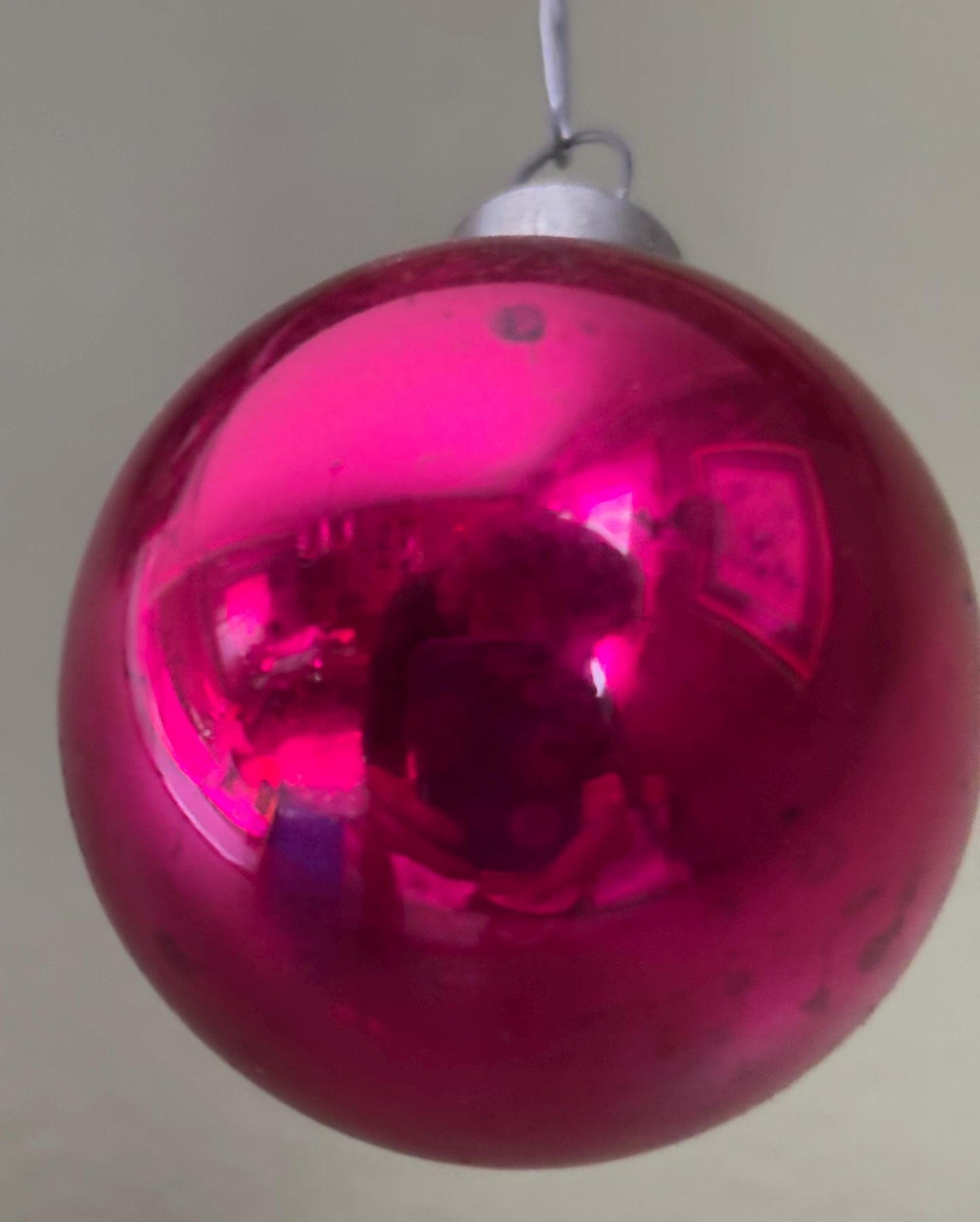 Vintage Peach Shiny Brite Striped Ball Ornament Circle Circa 1940’s Lover Antiques and Vintage