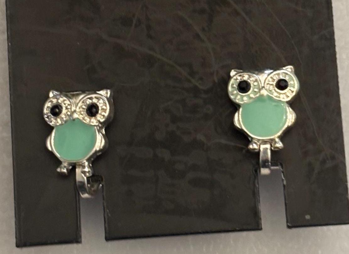 Vintage Owl Earrings Enamel Body Gift For Her Lover Antiques and Vintage