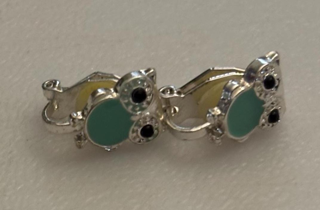 Vintage Owl Earrings Enamel Body Gift For Her Lover Antiques and Vintage