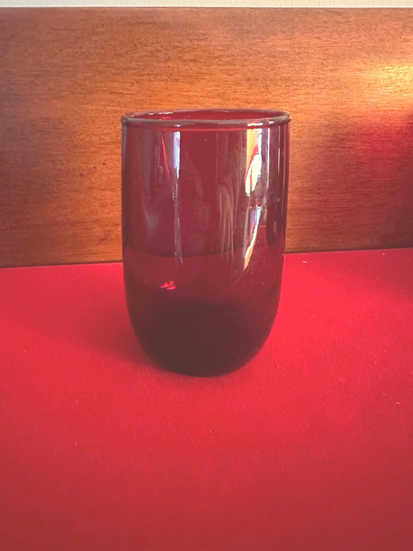 Vintage Ruby Red Glass Cup, Cute Red Glass Art, Lover Antiques and Vintage