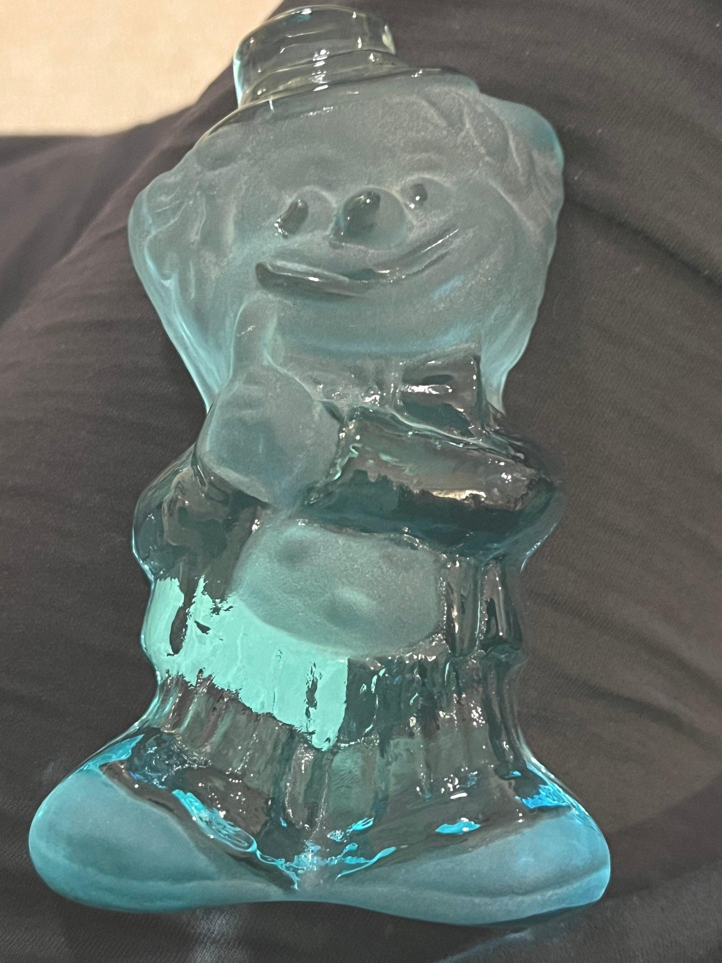 Vintage Viking Blue Green Glass Clown Bookend Paperweight Signed Art Glass Lover Antiques