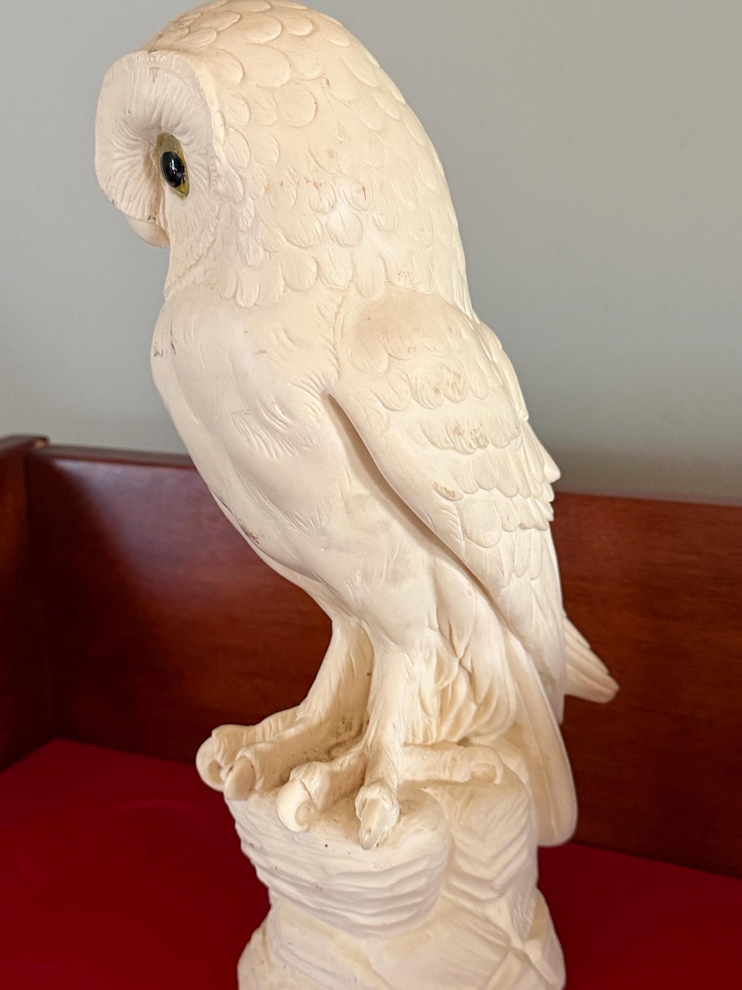 Vintage Great Horned Owl Carved by A. Giannelli Carved Alabaster Owl Statue Made in Italy Lover Antiques and Vintage