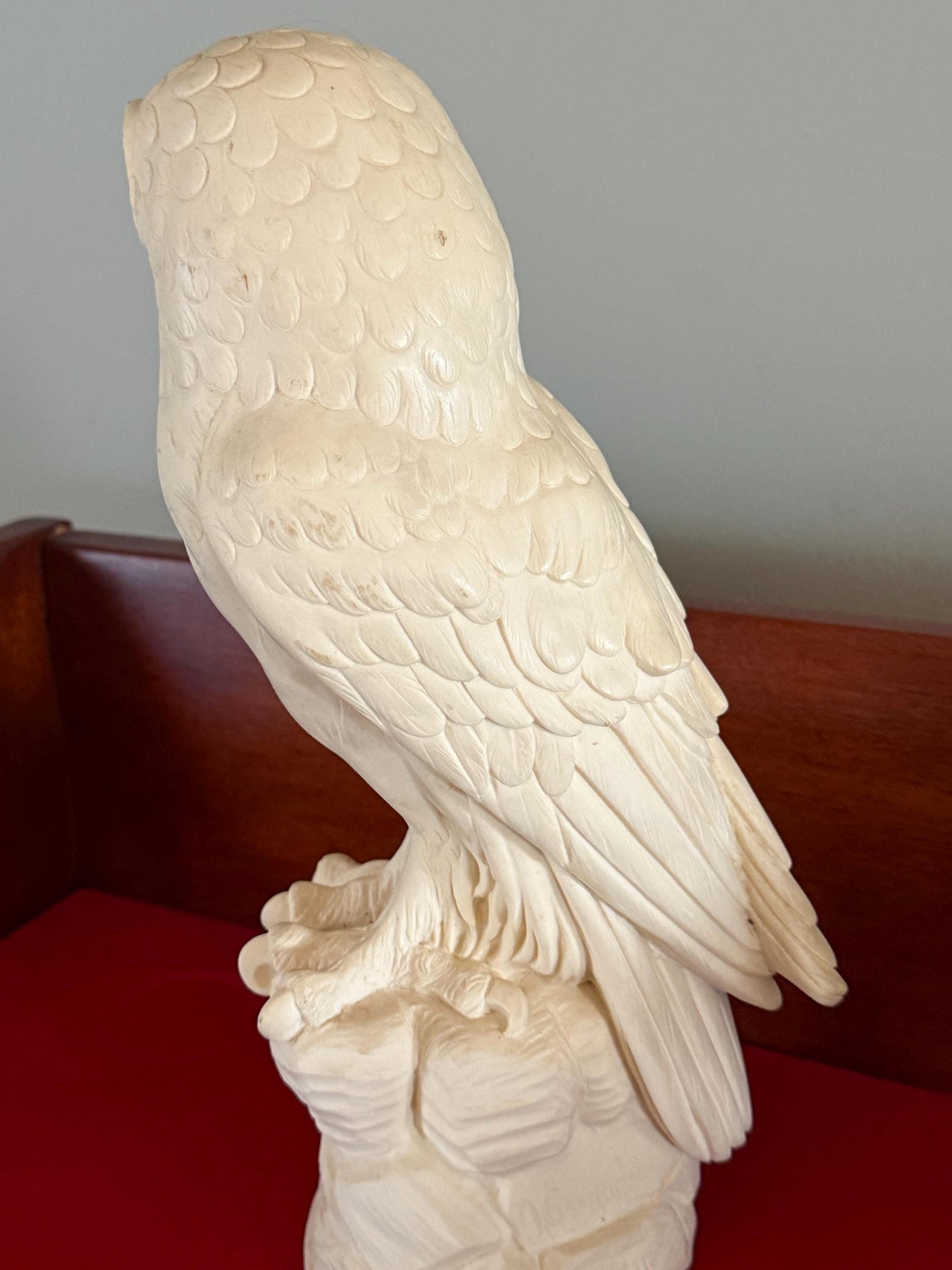 Vintage Great Horned Owl Carved by A. Giannelli Carved Alabaster Owl Statue Made in Italy Lover Antiques and Vintage
