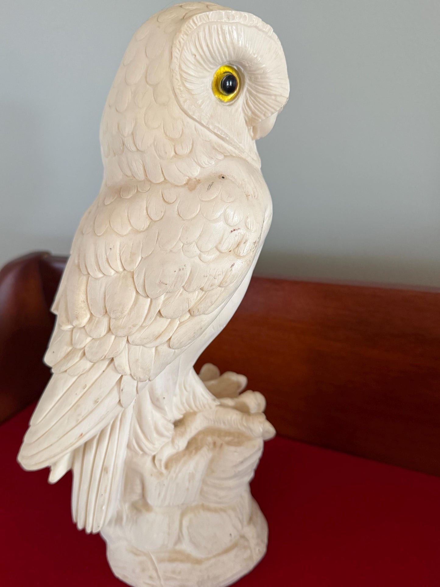 Vintage Great Horned Owl Carved by A. Giannelli Carved Alabaster Owl Statue Made in Italy Lover Antiques and Vintage
