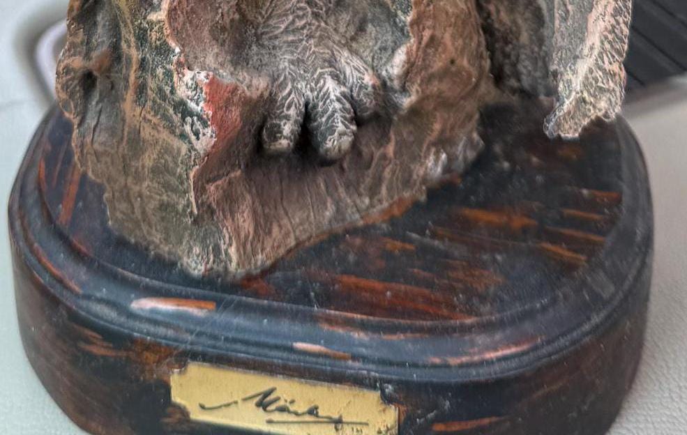Vintage Great Horned Owl Carved by A. Giannelli Carved Alabaster Owl Statue Made in Italy Lover Antiques and Vintage