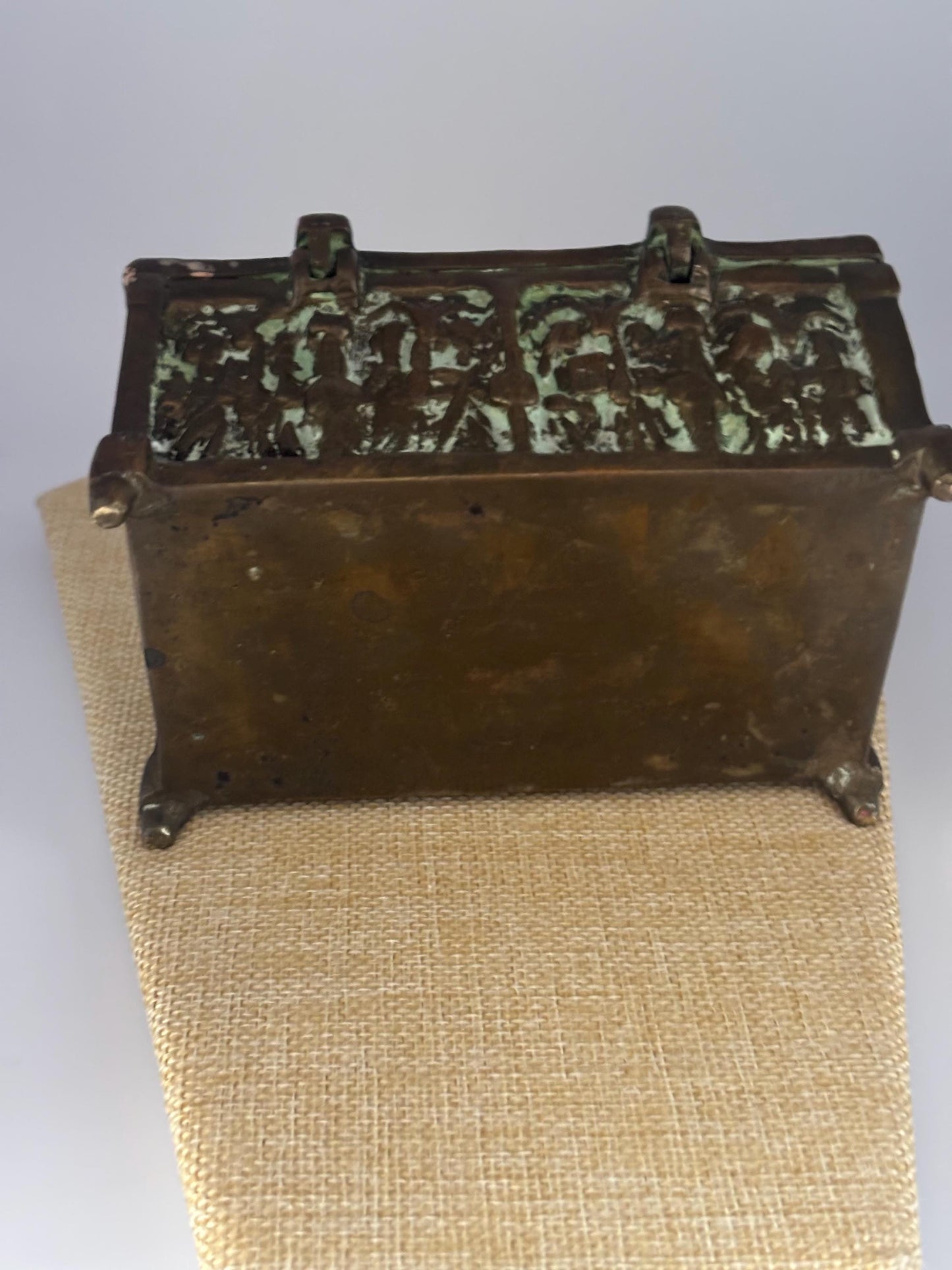 Antique Bronze Trinket Box Casket Container Original Patina Lover Antiques and Vintage