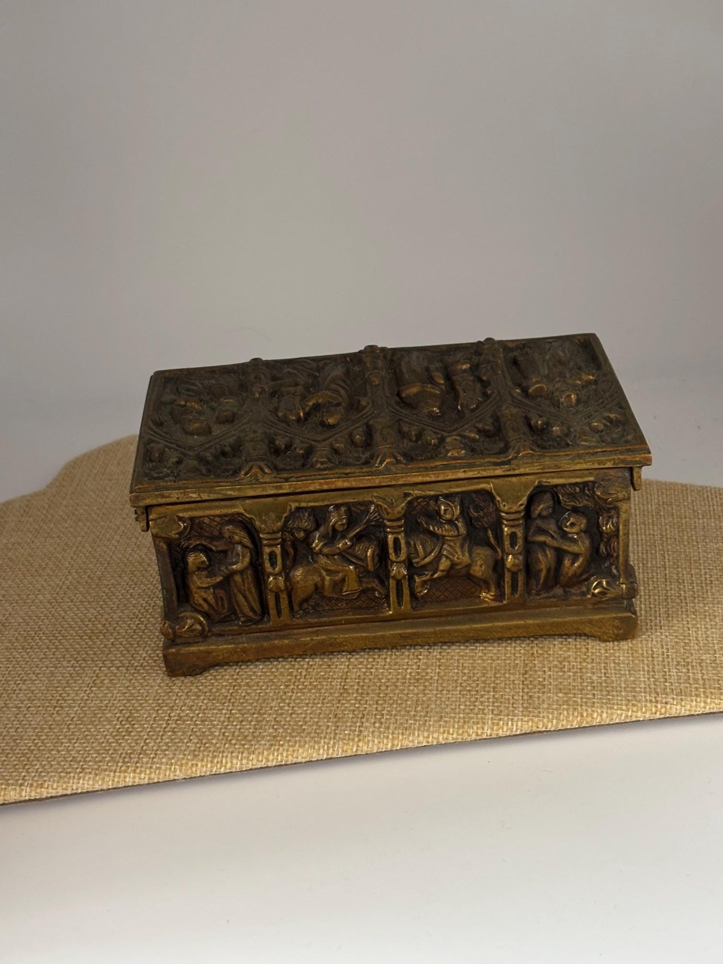 Antique Gothic Bronze Trinket Box Casket Lover Antiques and Vintage
