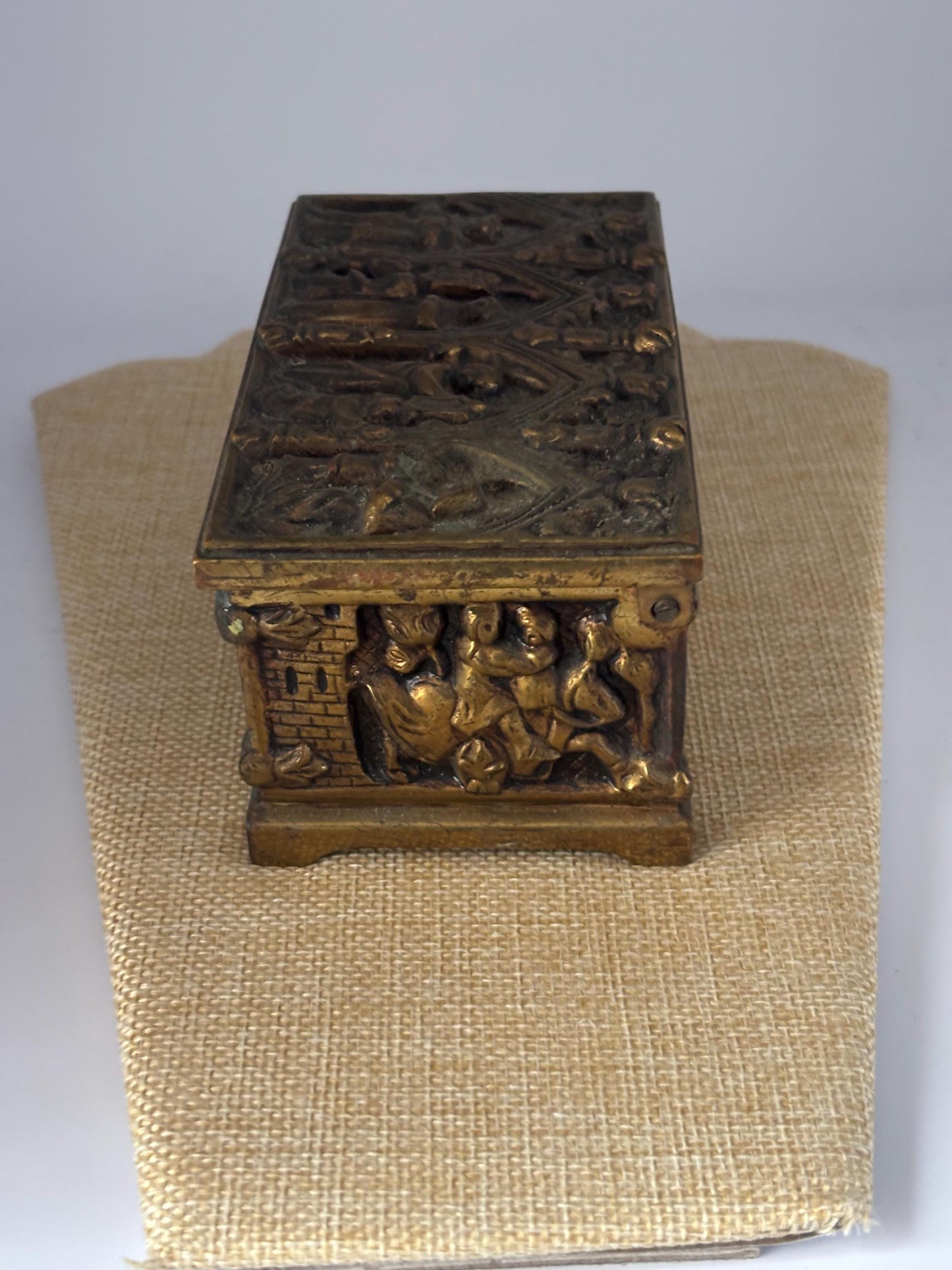 Antique Gothic Bronze Trinket Box Casket Lover Antiques and Vintage