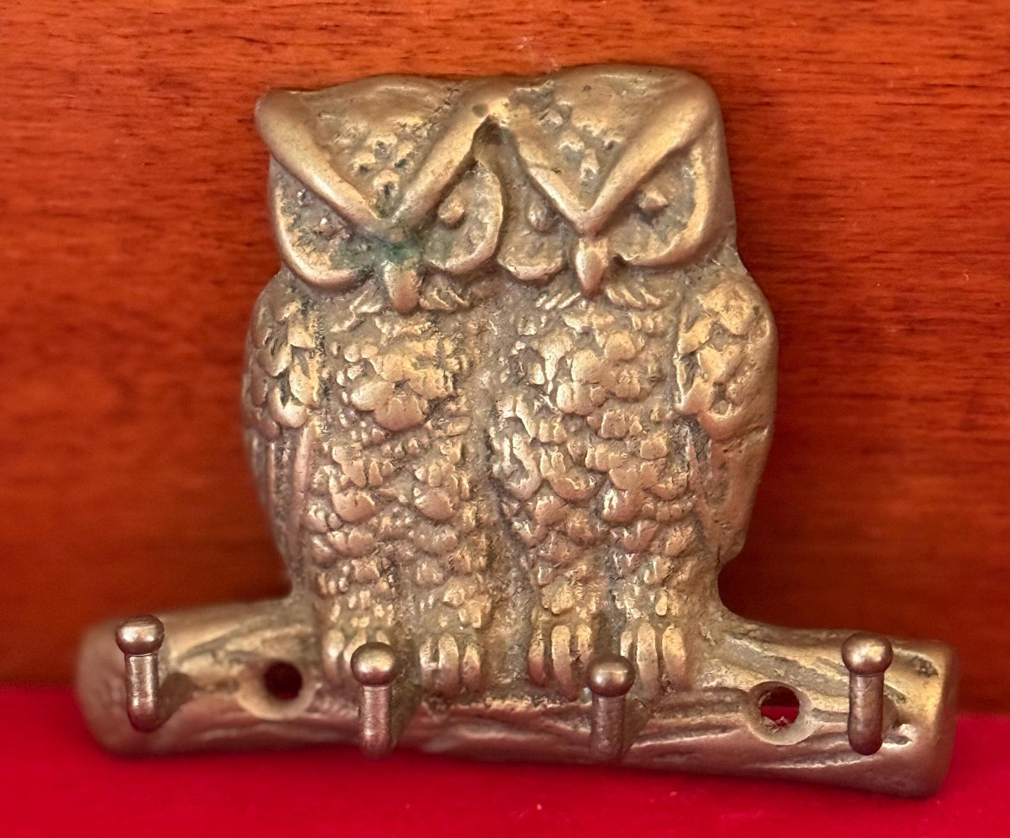 Vintage Brass Owl Key Holder 2 Owls Perched on a Branch Heavy Brass Owl Statue Lover Antiques and Vintage