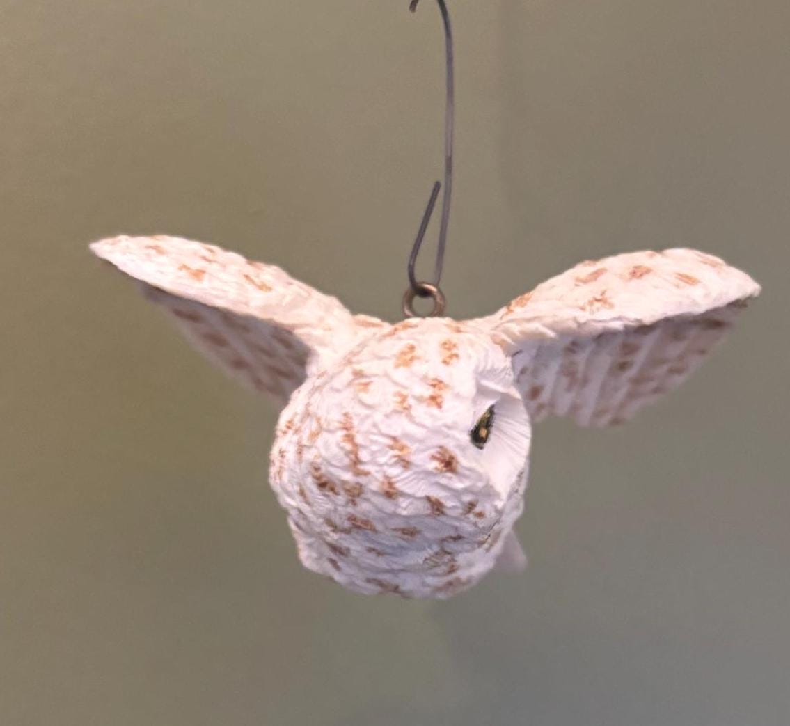 Vintage Flying Owl Ceramic Snowy Owl in Flight Ornament Gift For Her Lover Antiques and Vintage