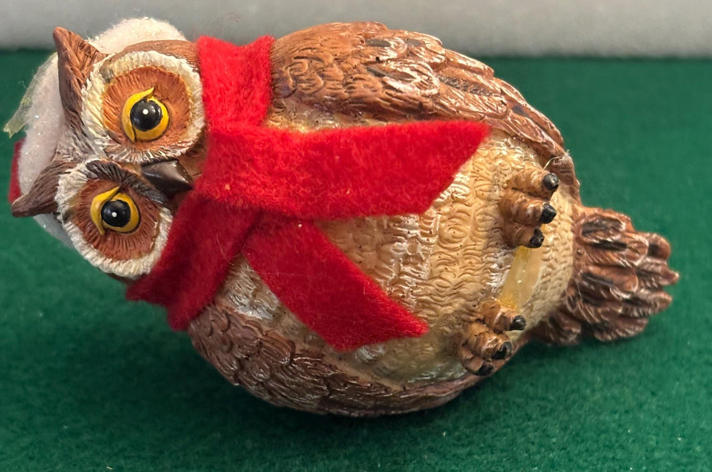 Vintage Owl Figurine with Red Scarf Gift For Her Lover Antiques and Vintage