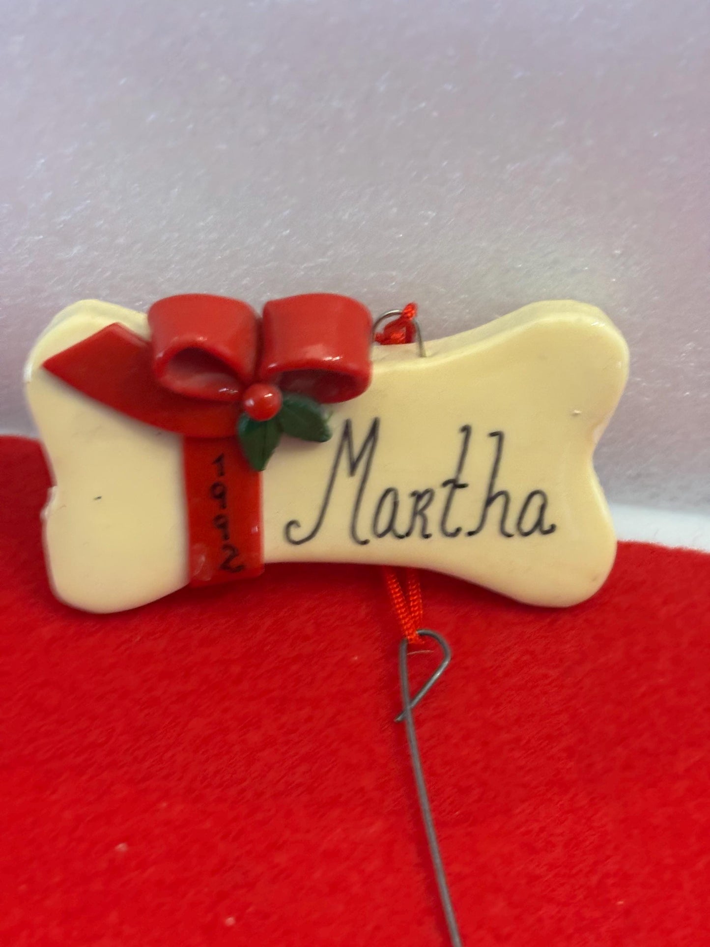 Vintage Martha Dog Bone Ornament Dated 1992 Gift For Her Lover Antiques and Vintage