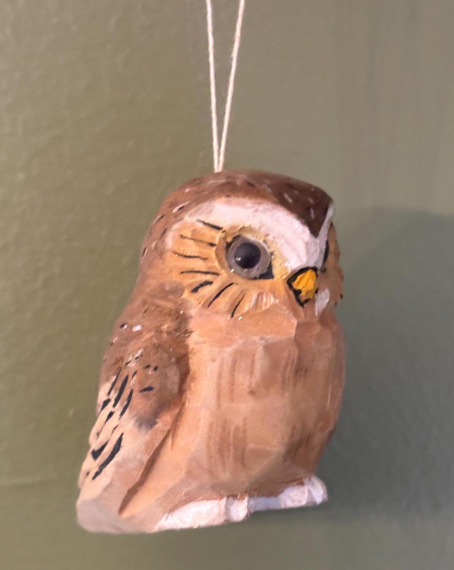 Vintage Hand Carved and Hand Painted Owl Figurine Ornament Lover Antiques and Vintage