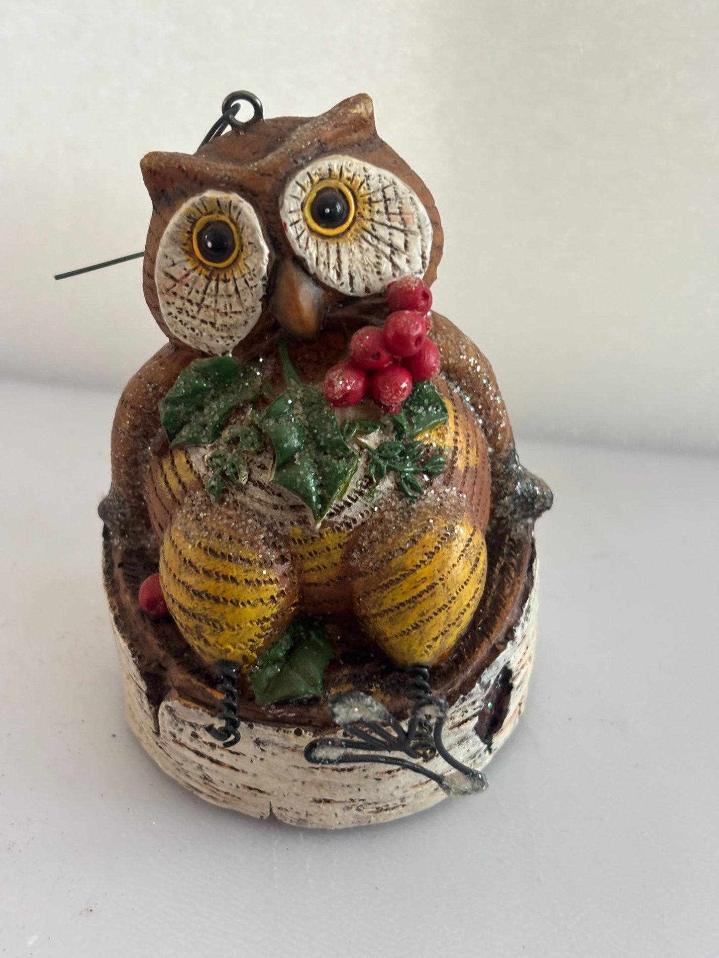 Vintage Hand Carved and Hand Painted Owl Figurine Ornament Lover Antiques and Vintage