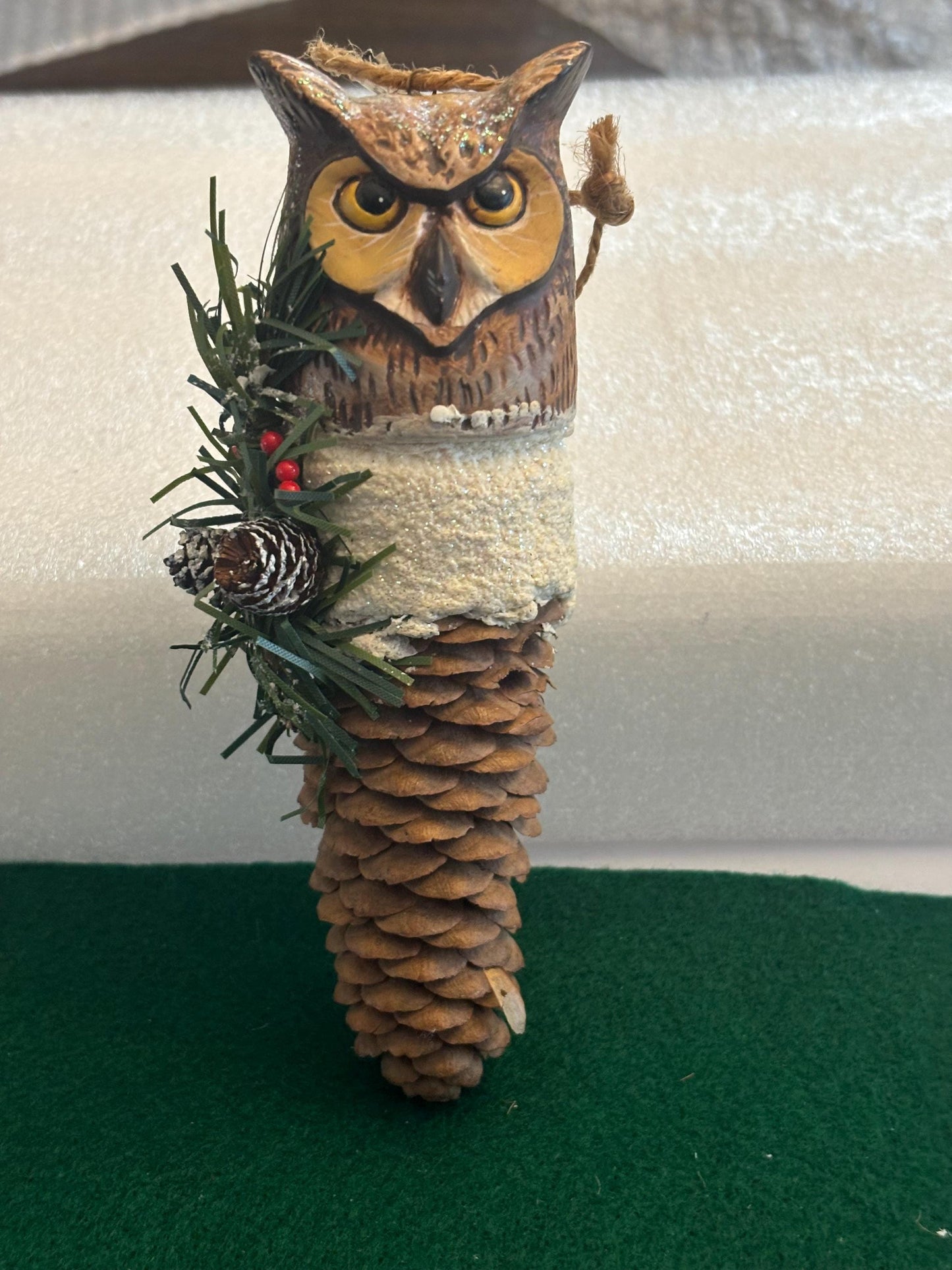 Vintage Hand Carved and Hand Painted Owl Figurine Ornament Lover Antiques and Vintage