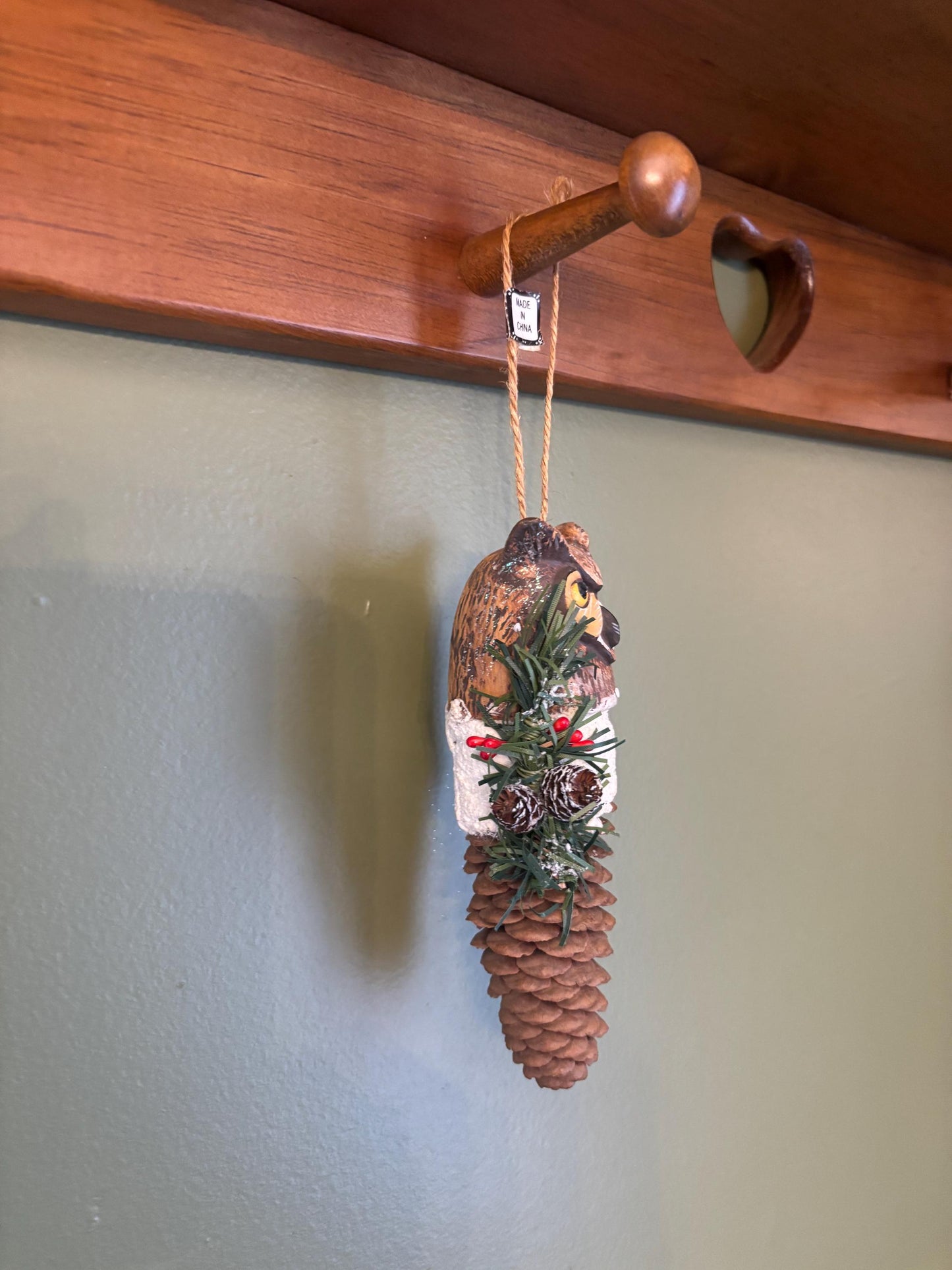 Vintage Owl Ornament Beri Bristle and Pinecone Figurine Handcrafted Owl Ornament Lover Antiques and Vintage