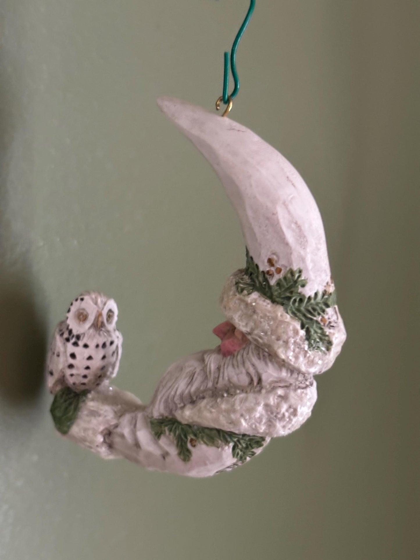 Vintage Santa Claus with Owl Hanging Ornament Figurine Christmas Ornaments Old St. Nicholas St. Nick Vintage Art Dangling Legs