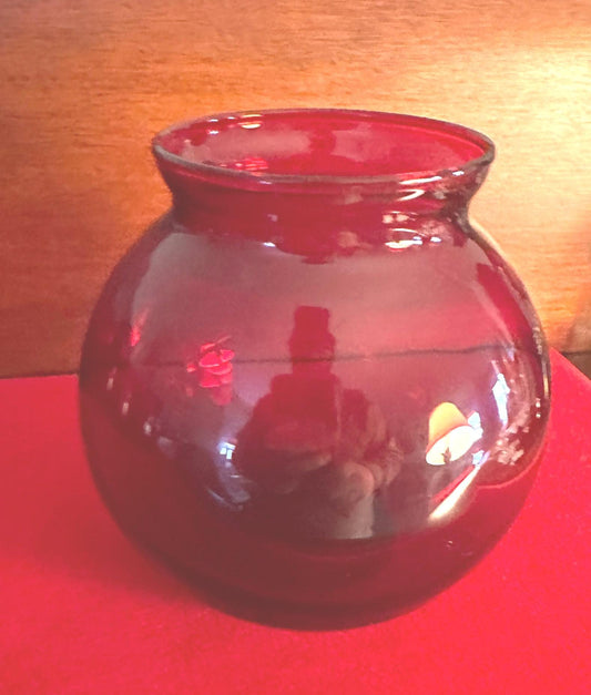 Vintage Ruby Red Vase, Red Glass Art Mini Vase, Lover Antiques and Vintage