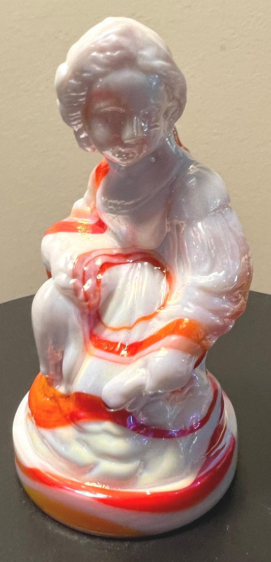 Vintage Little Women Meg #5 Summit Art Orange White Slag Glass Manganese Glows Russ Vogelsong Sculpture Figurine Lover Antiques and Vintage