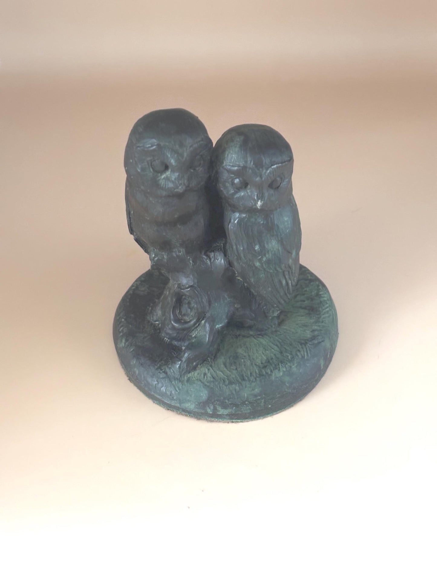 Antique Twin Owls Bronze Sculpture by Genesis of Ireland Dual Owl Figurine Lover Antiques and Vintage
