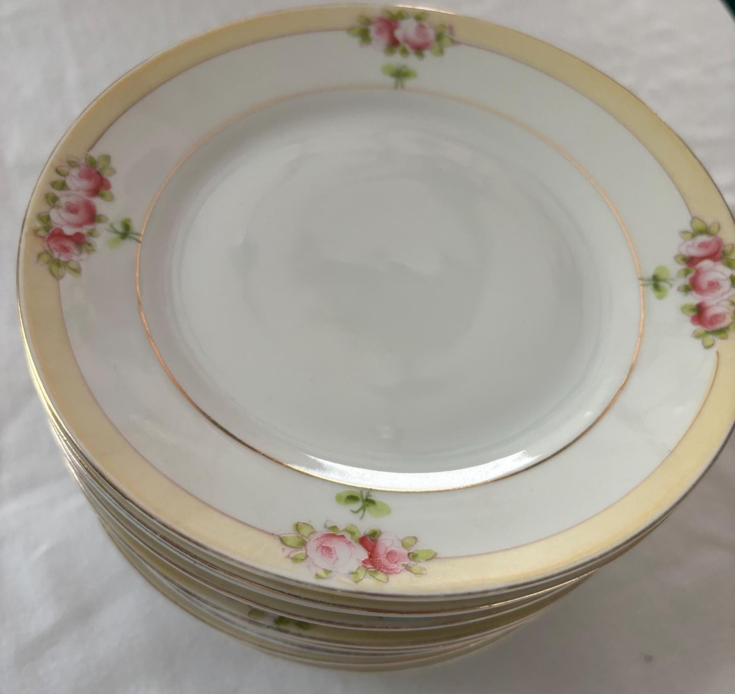 Vintage Nippon Hand Painted Porcelain Plates Set of 12 Never Used Lover Antiques and Vintage