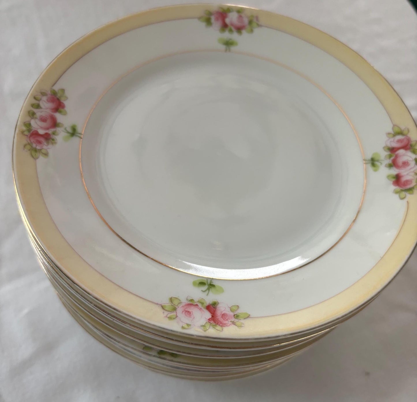 Vintage Nippon Hand Painted Porcelain Plates Set of 12 Never Used Lover Antiques and Vintage
