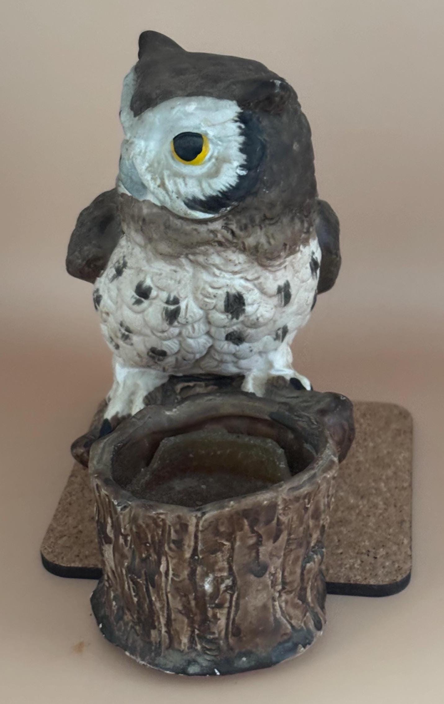 Vintage Ceramic Owl Figurine with Candle Holder by Homco Lover Antiques and Vintage