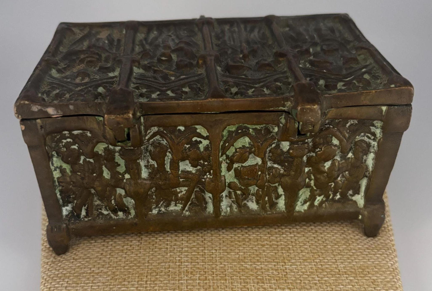 Antique Bronze Trinket Box Casket Container Original Patina Lover Antiques and Vintage