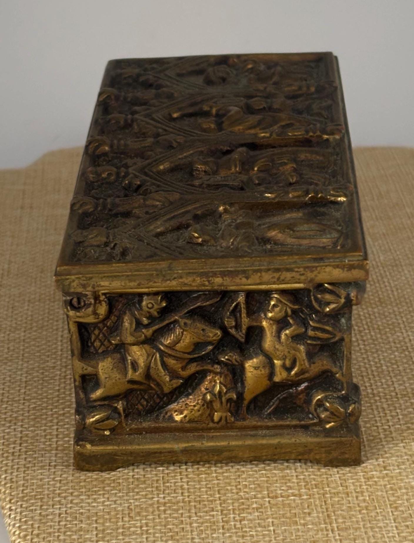 Antique Gothic Bronze Trinket Box Casket Lover Antiques and Vintage