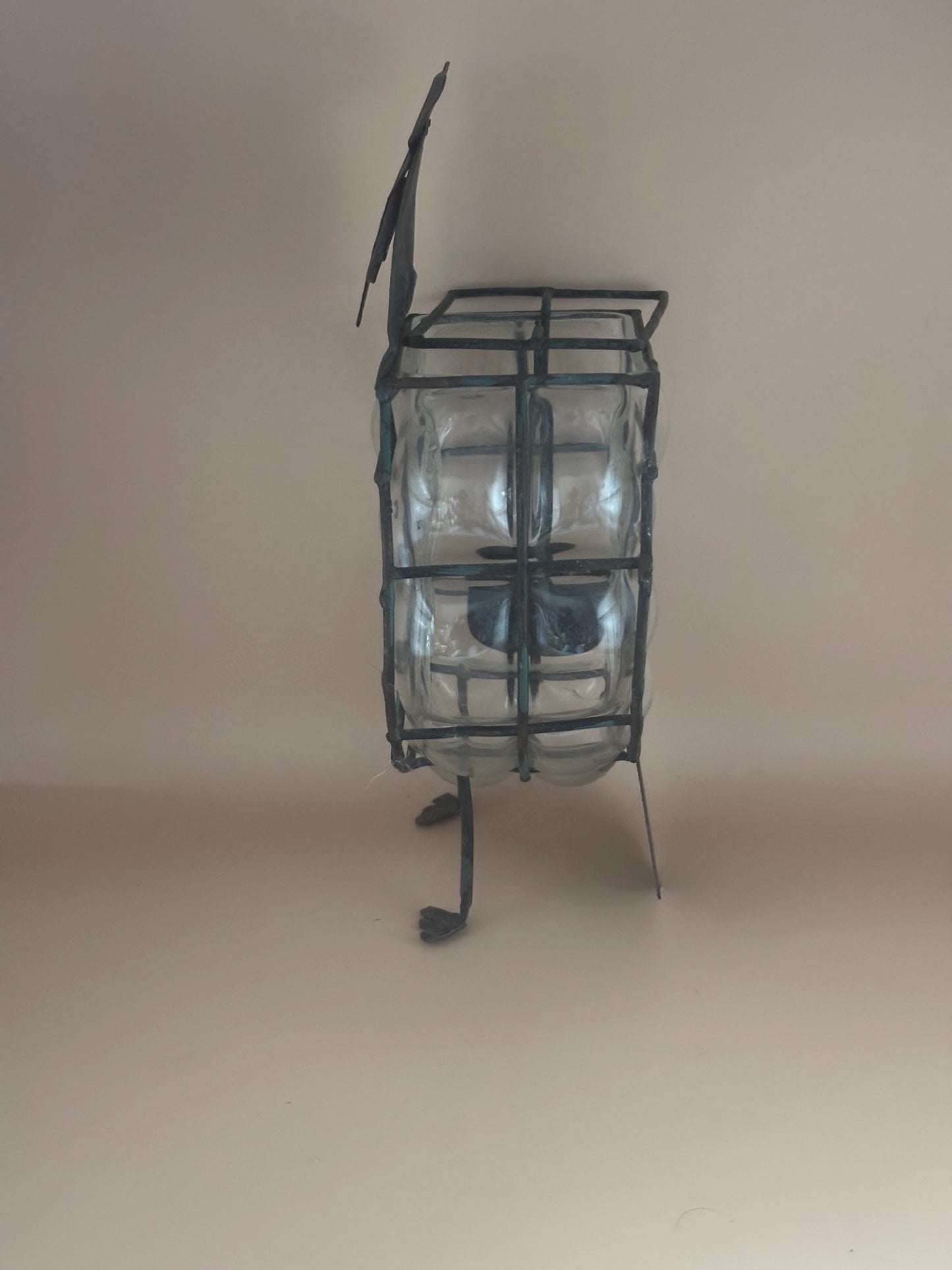 Antique Metal and Glass Owl Candle Holder Lover Antiques and Vintage