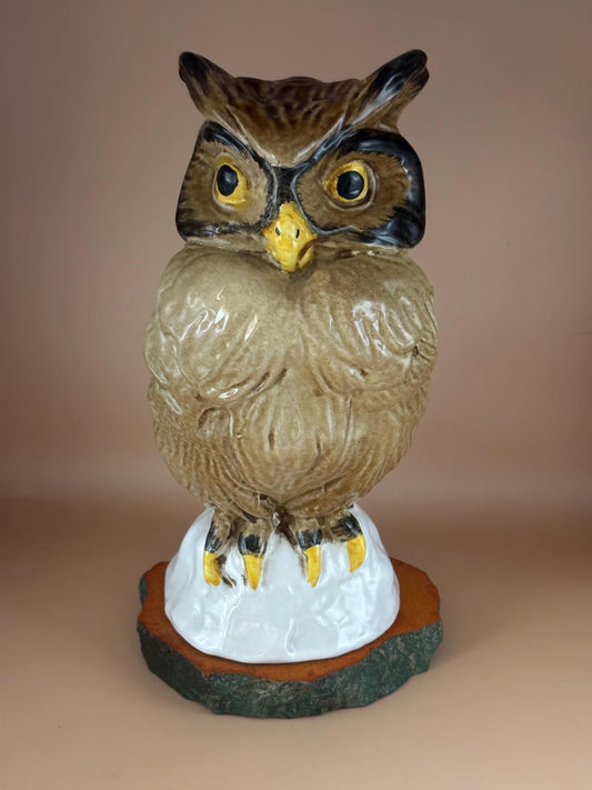 Mid Century Italian Pottery Owl Statue Figurine Gift Lover Antiques and Vintage